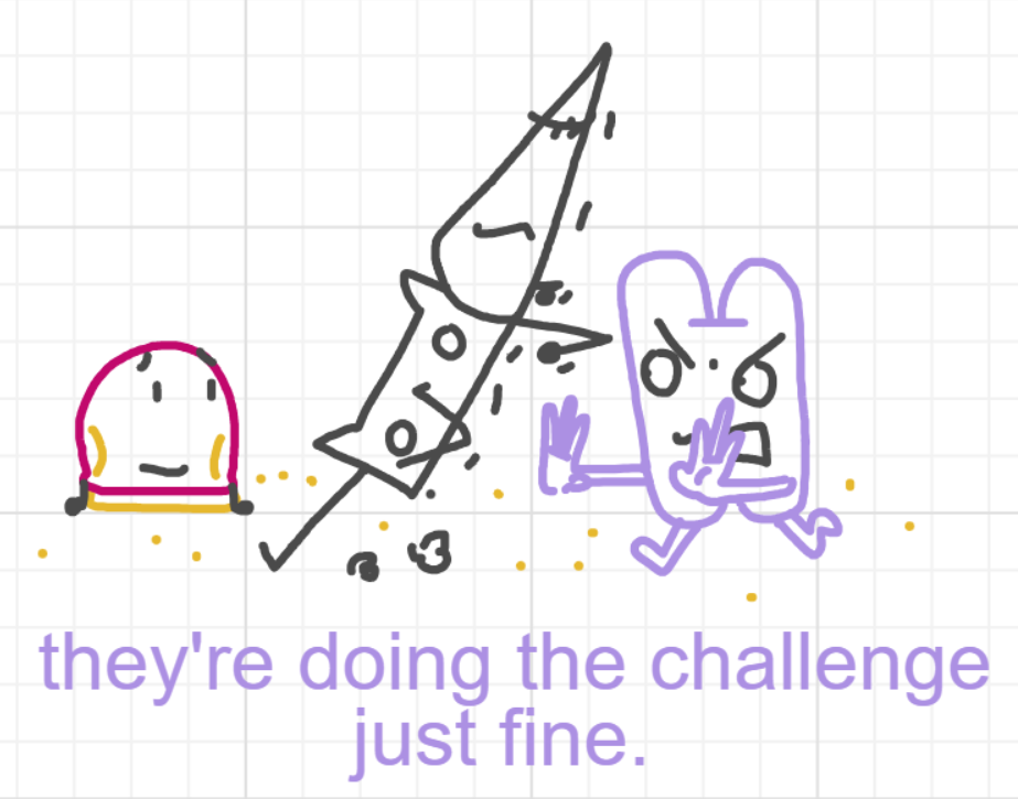 A panel from What's The Point, episode five of the Board Boards object show by Furretwalk/WalkingFurret.